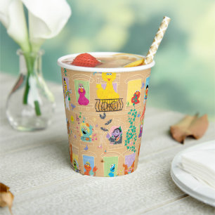 Sesame Street Apartment Windows Pattern Paper Cups