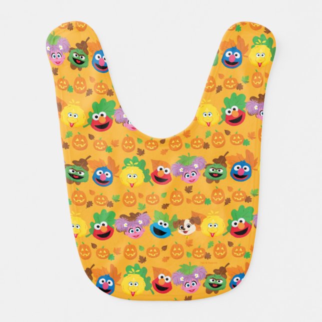 Sesame Street Autumn Leaves Pattern Baby Bib (Front)