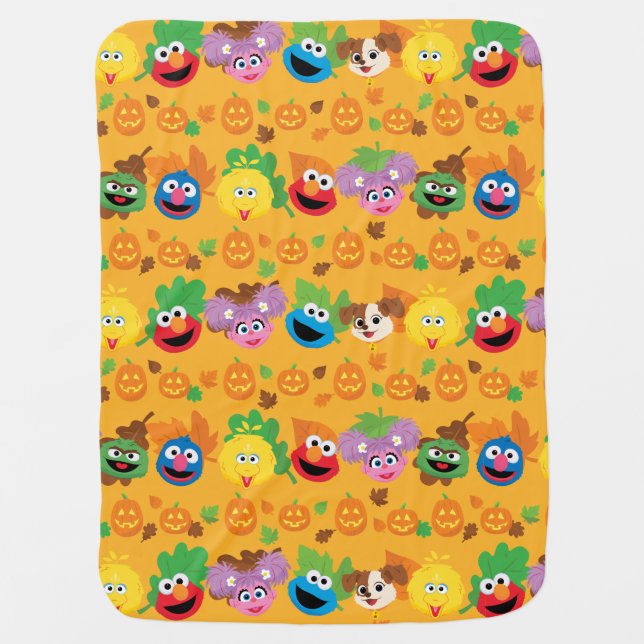 Sesame Street Autumn Leaves Pattern Baby Blanket (Front)