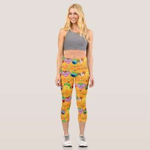 Sesame Street Autumn Leaves Pattern Capri Leggings