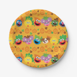 Sesame Street Autumn Leaves Pattern Paper Plates