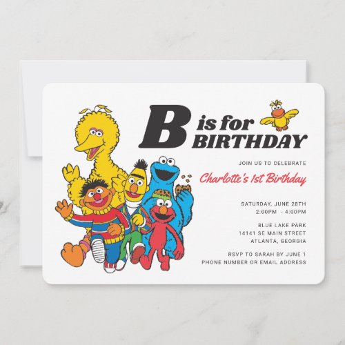 Sesame Street  B is for Birthday Girl Invitation