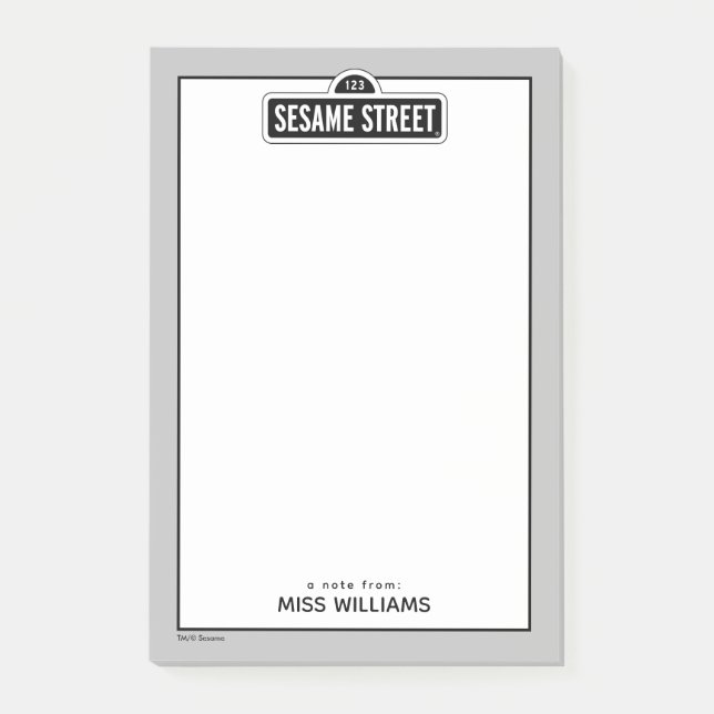 Sesame Street | B&W Logo | Add Your Name Post-it Notes (Front)