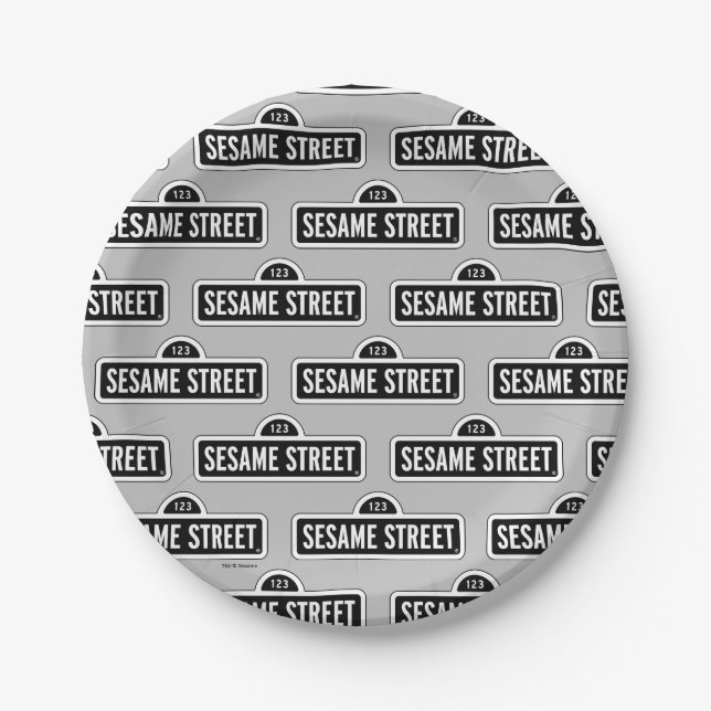 Sesame Street | B&W Logo Paper Plates (Front)