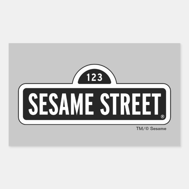 Sesame Street | B&W Logo Rectangular Sticker (Front)