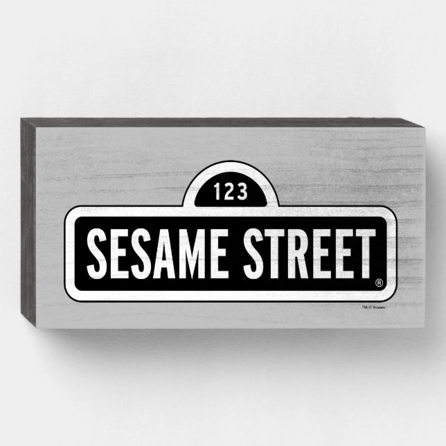 Sesame Street | B&W Logo Wooden Box Sign (Front Horizontal)