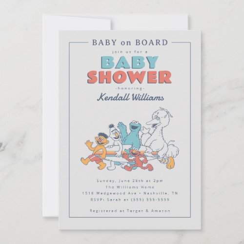 Sesame Street  Baby on Board _ Summer Baby Shower Invitation