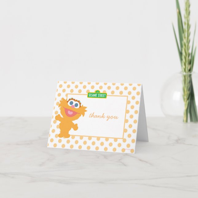 Sesame Street Baby Zoey Birthday Thank You Card (Front)
