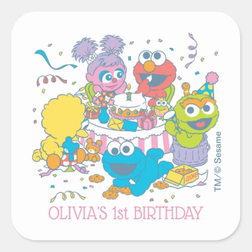 Sesame Street  Babys First Birthday Square Sticker