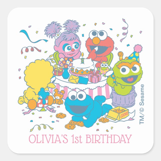 Sesame Street | Baby's First Birthday Square Sticker (Front)