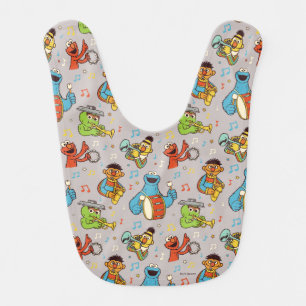 Sesame Street Band Grey Pattern Baby Bib