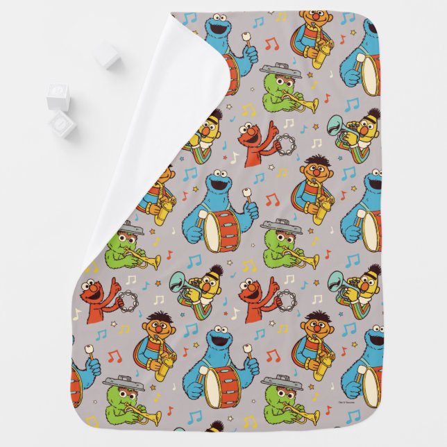 Sesame Street Band Grey Pattern Baby Blanket (In Situ)