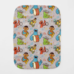 Sesame Street Band Grey Pattern Baby Burp Cloth