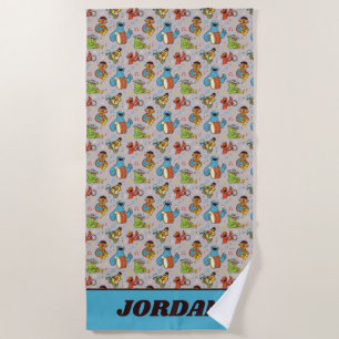 Sesame Street Band Grey Pattern Beach Towel