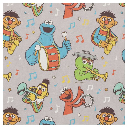 Sesame Street Band Grey Pattern Fabric