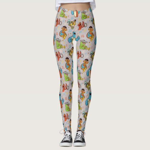 Sesame Street Band Grey Pattern Leggings