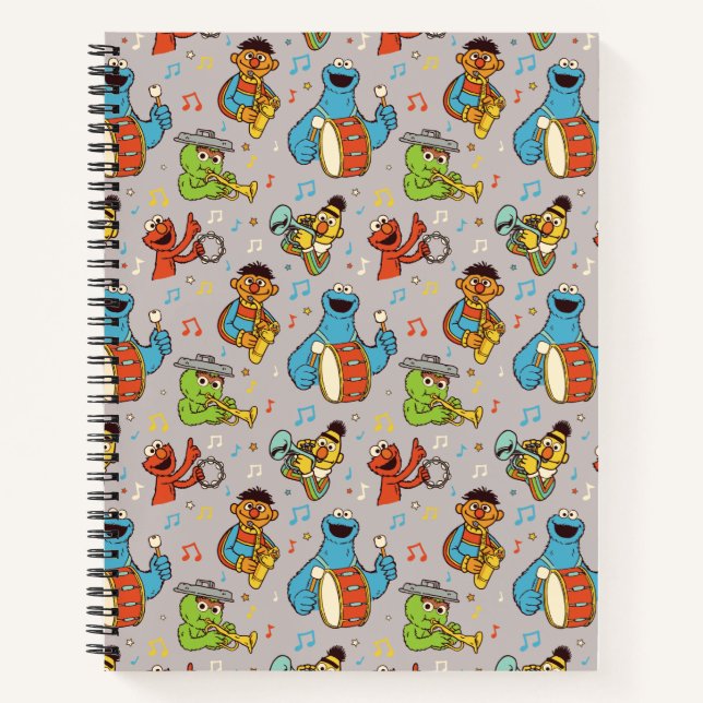 Sesame Street Band Grey Pattern Notebook (Front)