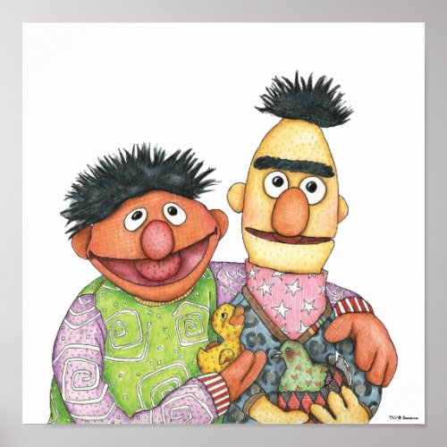 Sesame Street Bert and Ernie Watercolor Poster