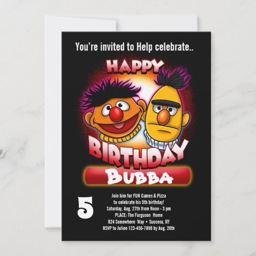 Sesame Street  Bert  Ernie Themed Birthday _ TM Invitation