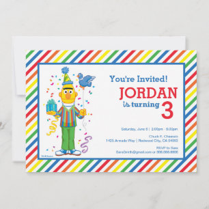 Sesame Street   Bert Striped Birthday Invitation