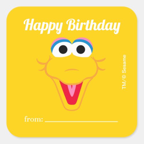 Sesame Street Big Bird  A Gift From _ Birthday  Square Sticker