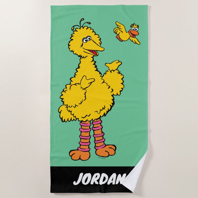 Sesame Street | Big Bird & Little Bird | Add Name Beach Towel (Front)