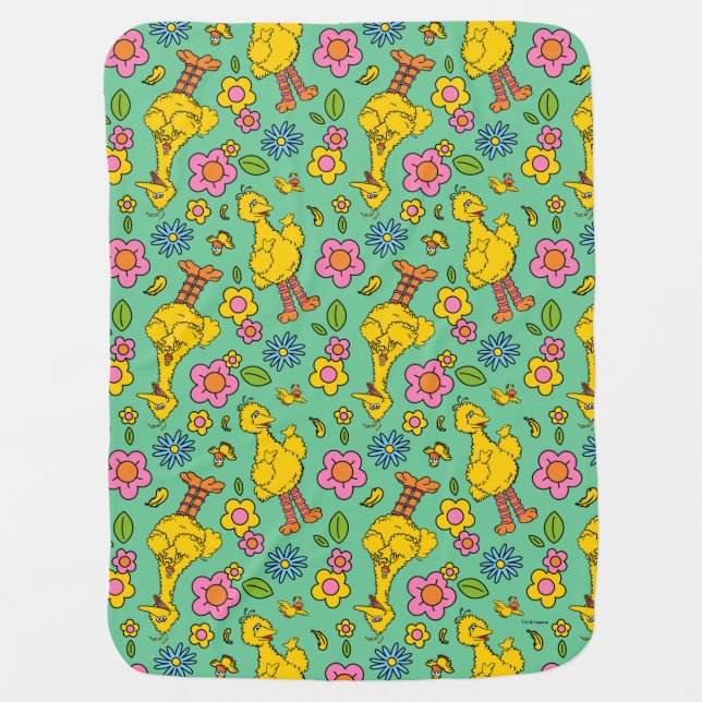Sesame Street | Big Bird & Little Bird Pattern Baby Blanket (Front)