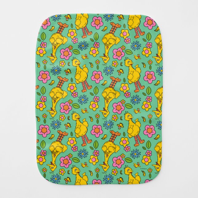 Sesame Street | Big Bird & Little Bird Pattern Baby Burp Cloth (Front)