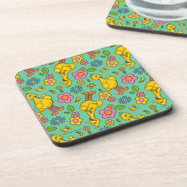 Sesame Street | Big Bird & Little Bird Pattern Beverage Coaster (Left Side)