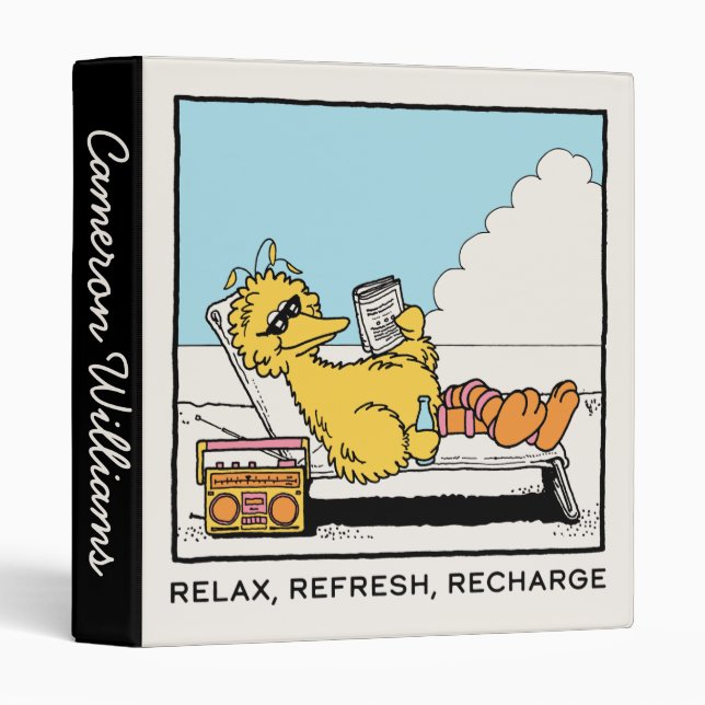 Sesame Street | Big Bird Relax | Add Your Name 3 Ring Binder (Front/Spine)