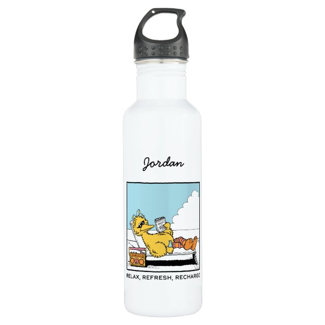 Sesame Street | Big Bird Relax | Add Your Name Stainless Steel Water Bottle (Front)