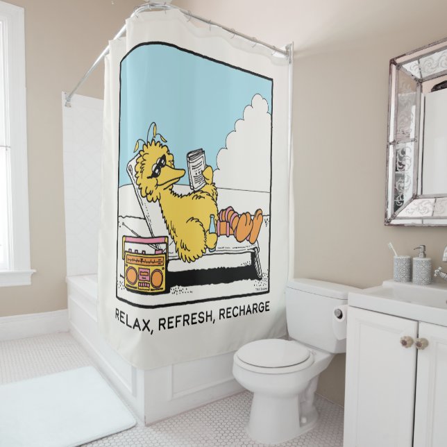 Sesame Street | Big Bird Relax Refresh Recharge Shower Curtain (In Situ)