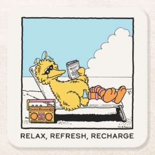 Sesame Street Big Bird Relax Refresh Recharge Square Paper Coaster