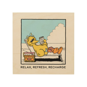 Sesame Street Big Bird Relax Refresh Recharge Wood Wall Art