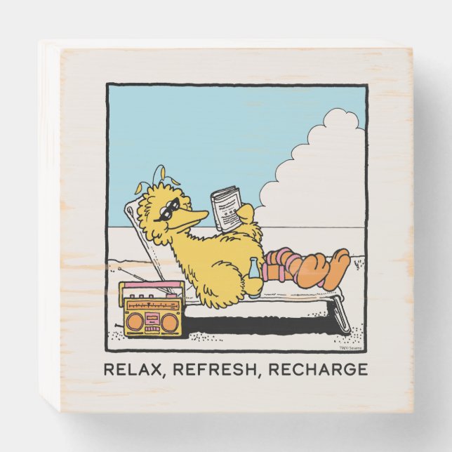 Sesame Street | Big Bird Relax Refresh Recharge Wooden Box Sign (Front Horizontal)