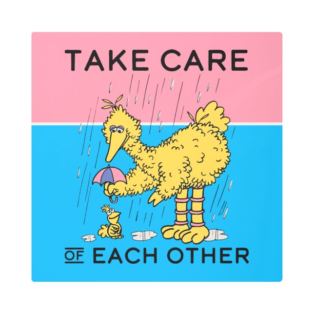 Sesame Street | Big Bird Take Care of Each Other Metal Print (Front)