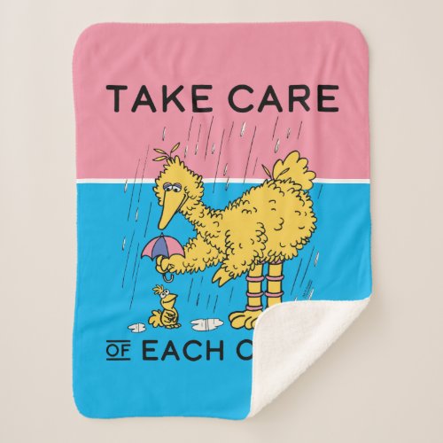 Sesame Street  Big Bird Take Care of Each Other Sherpa Blanket