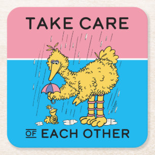 Sesame Street Big Bird Take Care of Each Other Square Paper Coaster