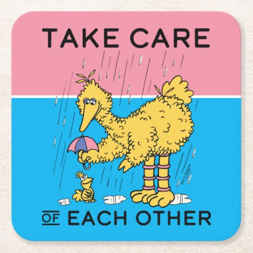 Sesame Street  Big Bird Take Care of Each Other Square Paper Coaster