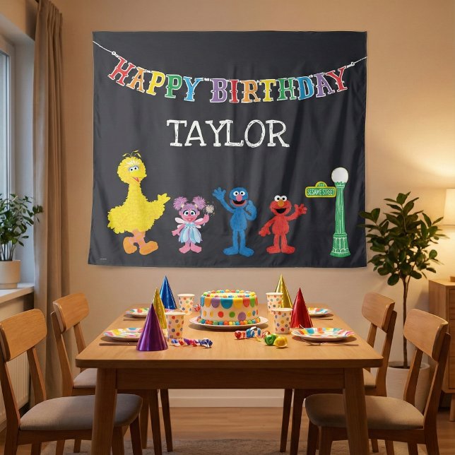 Sesame Street Chalkboard Birthday Tapestry (Creator Uploaded)