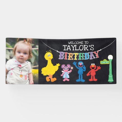 Sesame Street Chalkboard Rainbow Birthday Welcome Banner