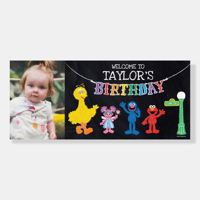 Sesame Street Chalkboard Rainbow Birthday Welcome Foam Board (Front)