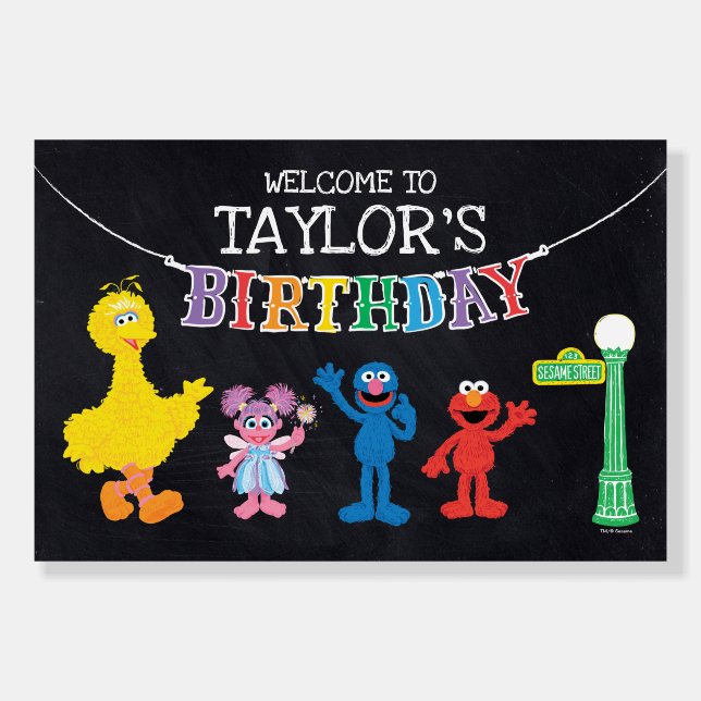 Sesame Street Chalkboard Rainbow Birthday Welcome Foam Board (Front)