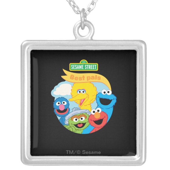 Sesame Street Character Art Silver Plated Necklace (Front)