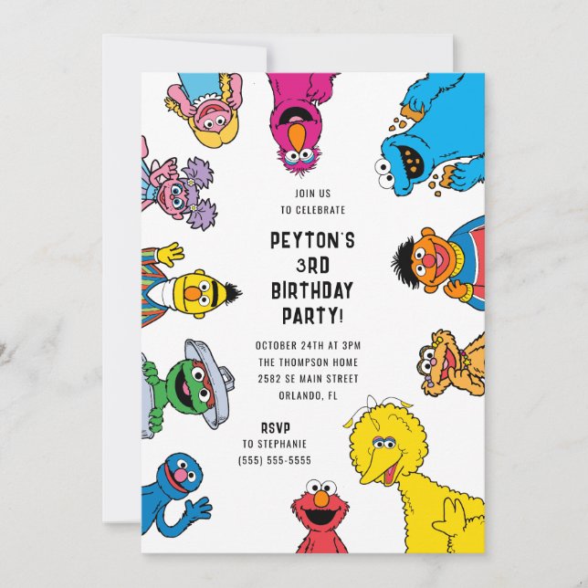 Sesame Street Character Birthday Invitation (Front)