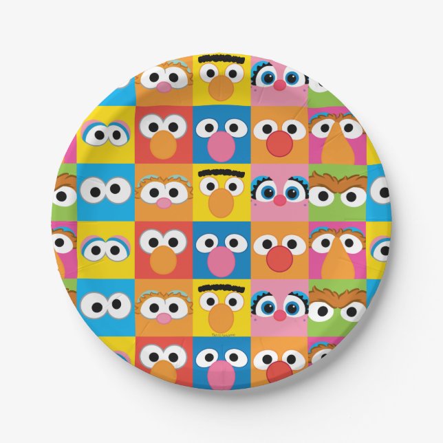 Sesame Street Character Eyes Pattern Paper Plates (Front)