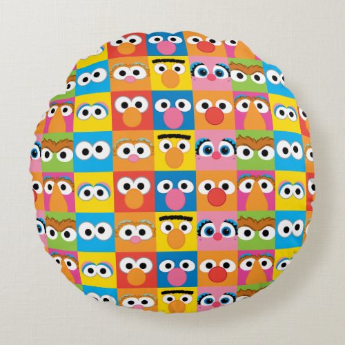 Sesame Street Character Eyes Pattern Round Pillow