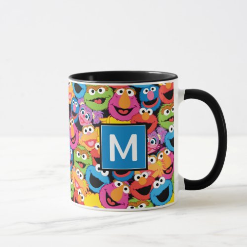 Sesame Street Character Faces Monogram Mug