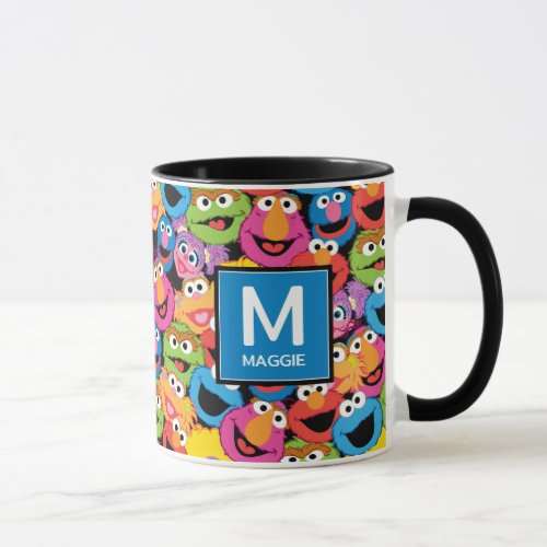 Sesame Street Character Faces Name  Monogram Mug