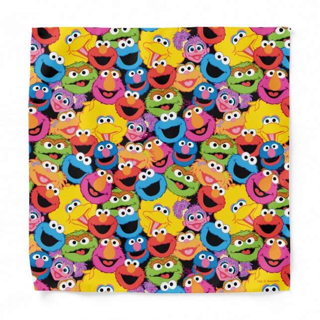 Sesame Street Character Faces Pattern Bandana (Front)